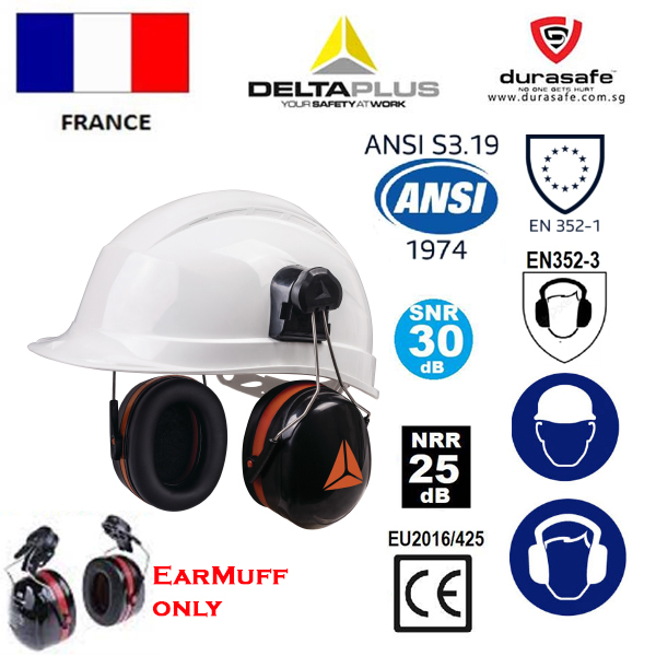 DELTAPLUS MAGNY Helmet 2 Ear Defender for Safety Helmet - SNR 30 dB ...