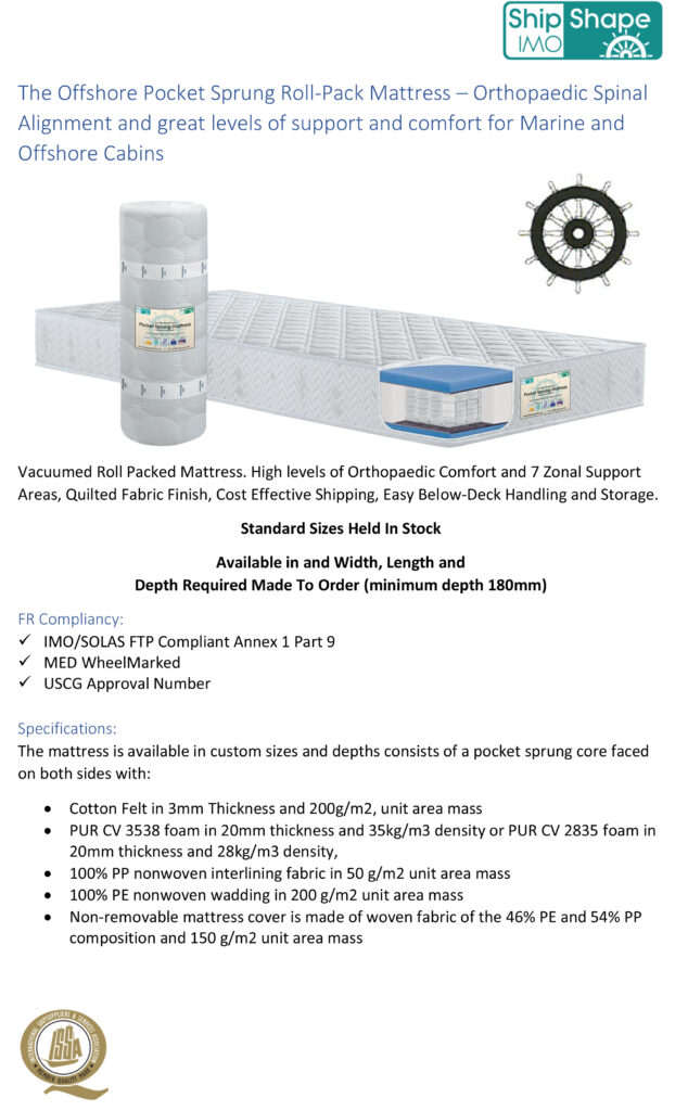 SHIP SHAPE SOLAS Approved Offshore Mattress Roll- Pack - Durasafe Shop